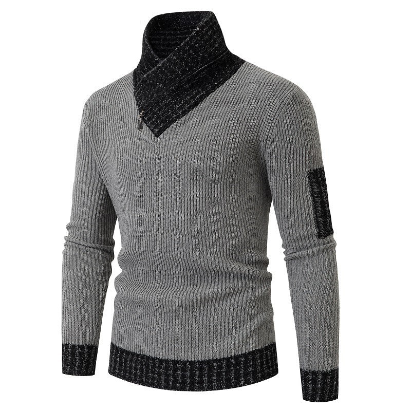Herren Pullover mit modernem asymmetrischem Kragen und strukturiertem Design Heidi-Mode