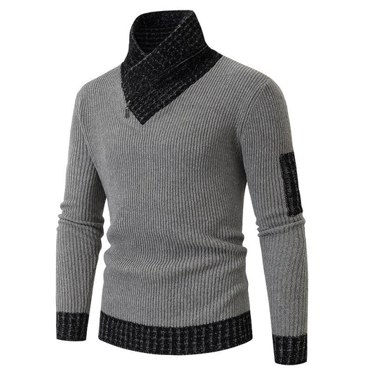 Herren Pullover mit modernem asymmetrischem Kragen und strukturiertem Design Heidi-Mode