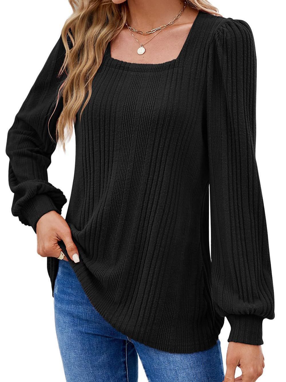 Damen Pullover mit Rippstruktur und Ballonärmeln Heidi-Mode