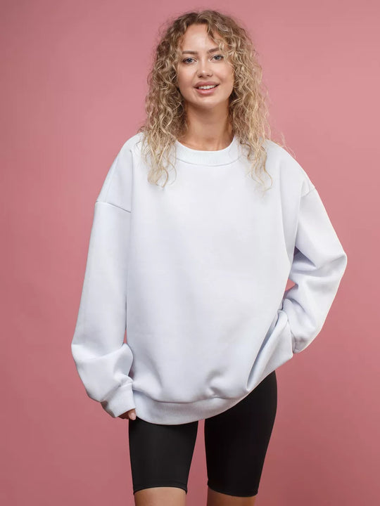Damen Oversized Sweatshirt mit lässigem Schnitt und hohen Bündchen Heidi-Mode