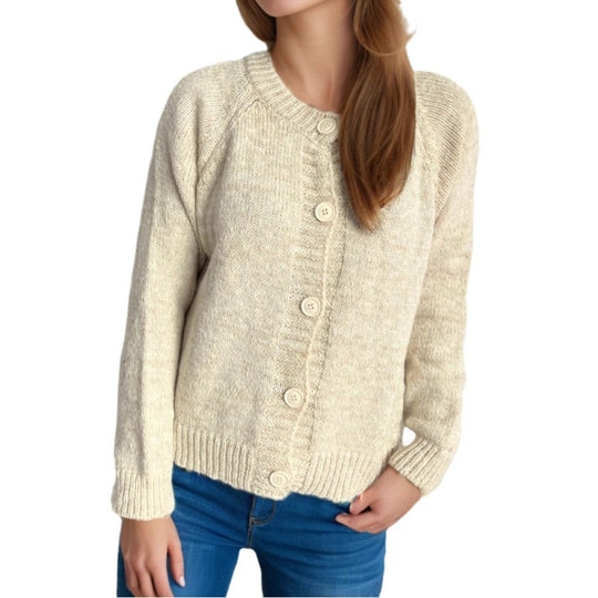 Damen lässiger Strickcardigan mit großen Knopfdetails und weichem Material Heidi-Mode