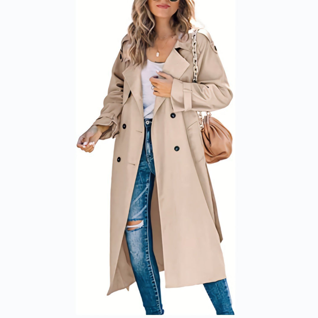 Damen Eleganter Trenchcoat im Oversize-Stil mit Taillengürtel Heidi-Mode