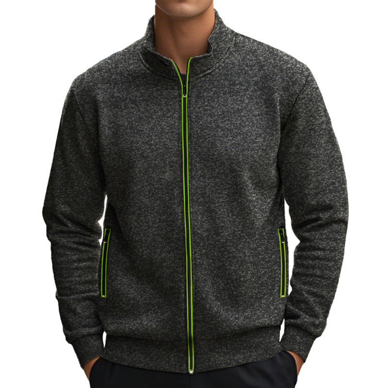 Herren Fleecejacke mit modernem Stehkragen und praktischen Taschen Heidi-Mode