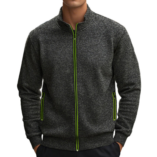Herren Fleecejacke mit modernem Stehkragen und praktischen Taschen Heidi-Mode