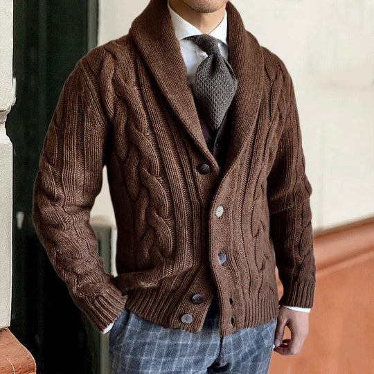 Herren Strickjacke mit modernen Zopfmuster Heidi-Mode