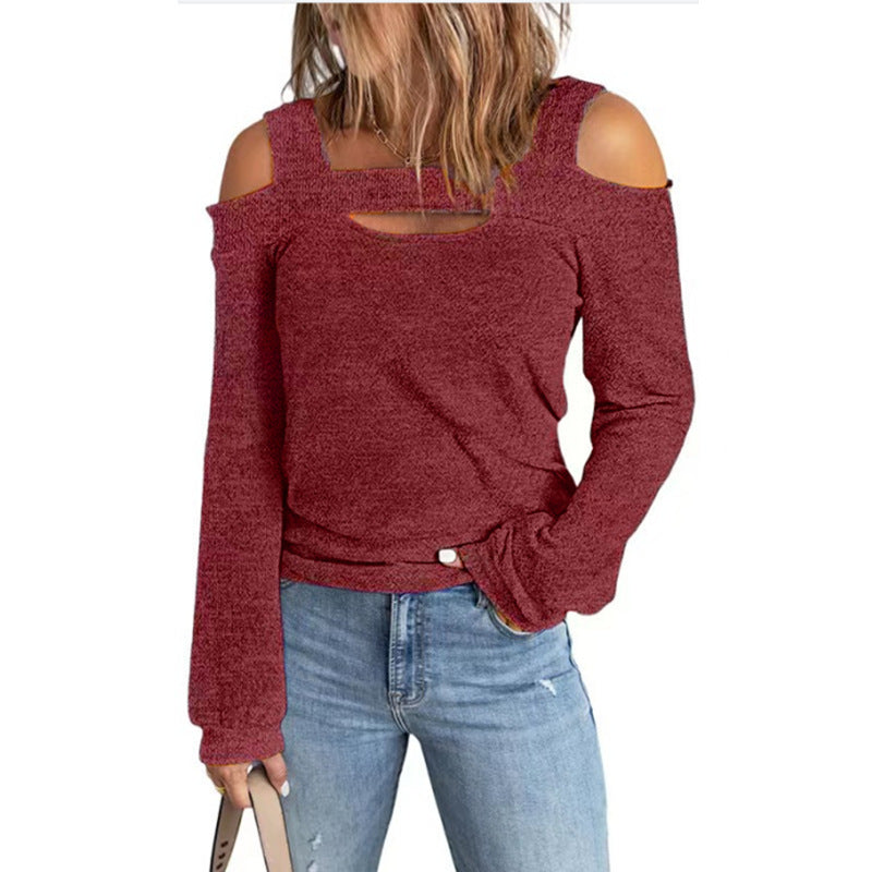 Damen lässiges Langarmshirt mit Cut-Out-Design Heidi-Mode