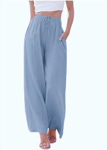 Damen Weite Palazzo-Hose mit elastischem Bund und praktischen Taschen Heidi-Mode