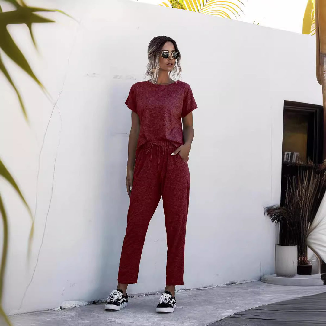 Damen Loungeanzug mit lockerem Schnitt und elastischem Bund Heidi-Mode