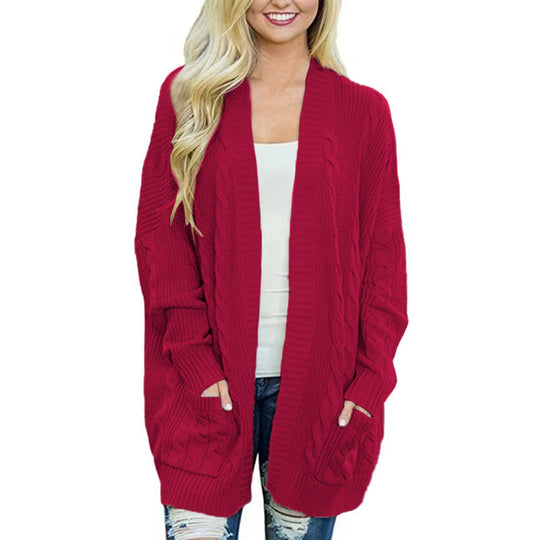 Damen Grobstrick Cardigan mit tiefen Taschen und eleganter Struktur Heidi-Mode