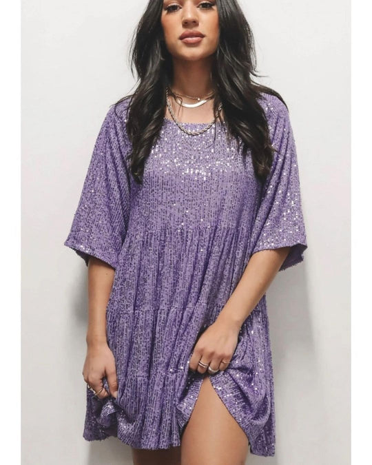 Damen funkelndes.Blusenkleid mit lockerer Passform Heidi-Mode