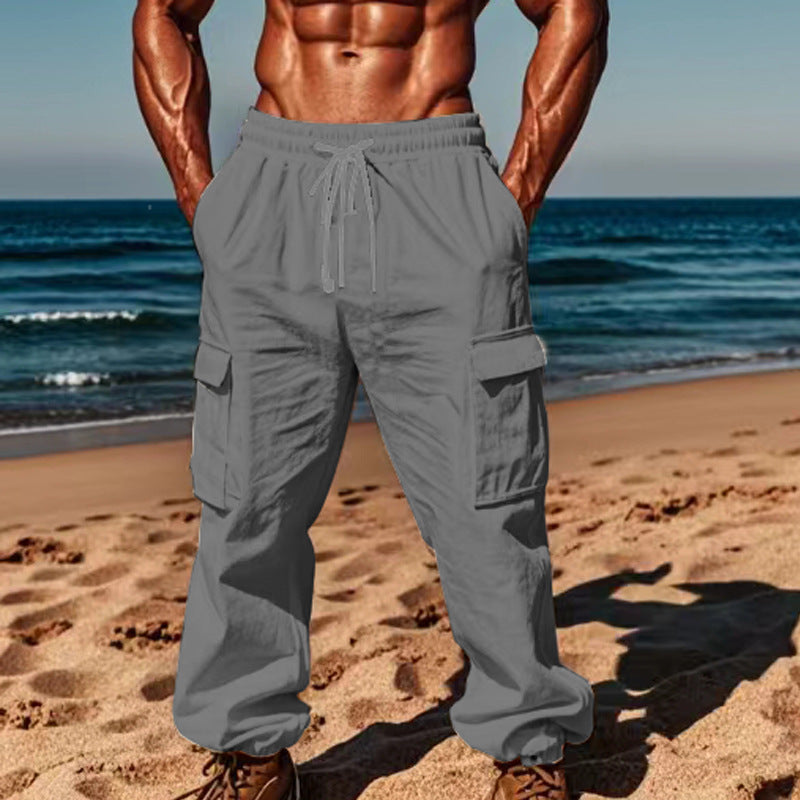 Herren lässige Cargo-Hose mit praktischen Seitentaschen und elastischem Bund Heidi-Mode