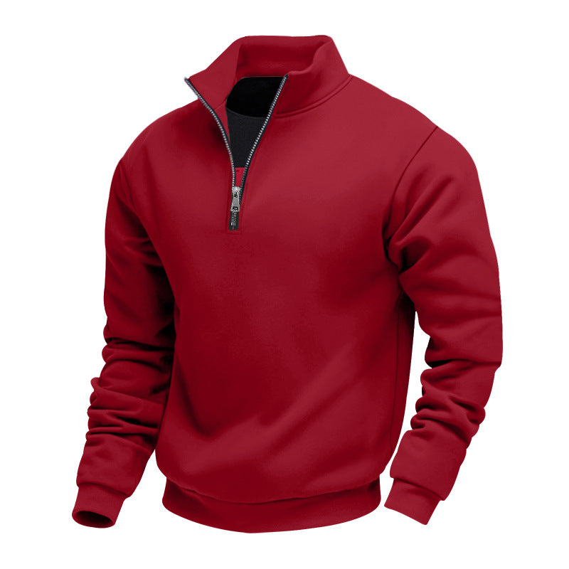 Herren sportlicher Sweatshirt mit modernem Stehkragen und Reißverschluss Heidi-Mode