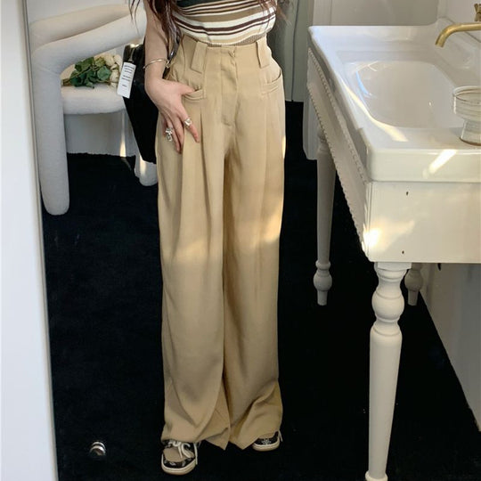 Damen weite Anzughose mit eleganten Falten und hohen Bund Heidi-Mode