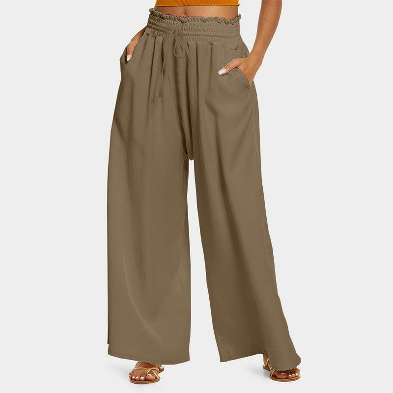 Damen Weite Palazzo-Hose mit elastischem Bund und praktischen Taschen Heidi-Mode