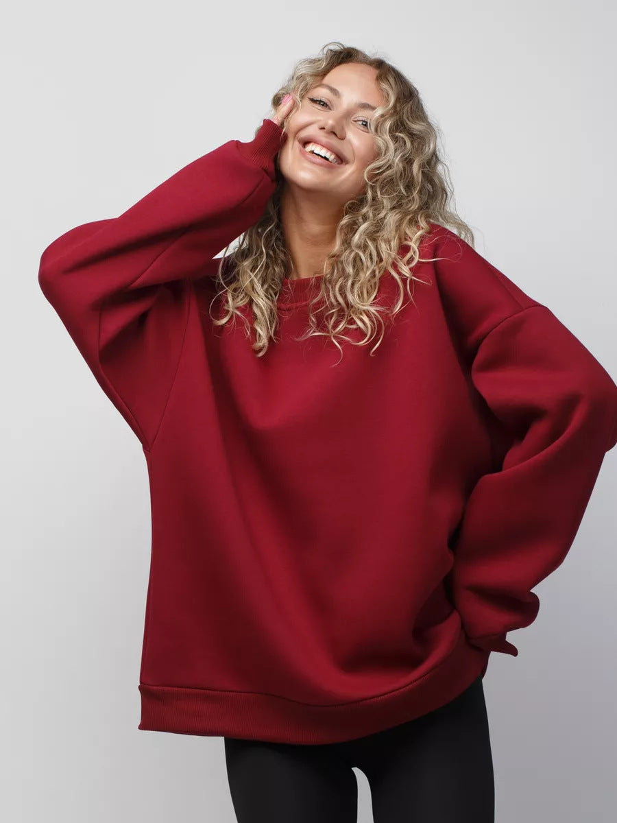Damen Oversized Sweatshirt mit lässigem Schnitt und hohen Bündchen Heidi-Mode