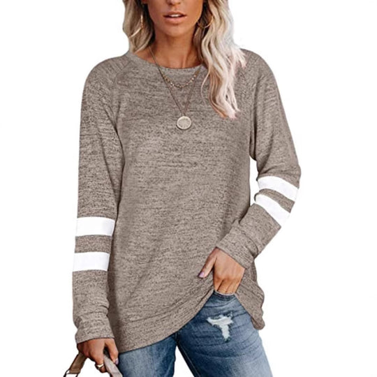Damen lässiger Oversized Pullover mit sportlichen Streifendetails Heidi-Mode