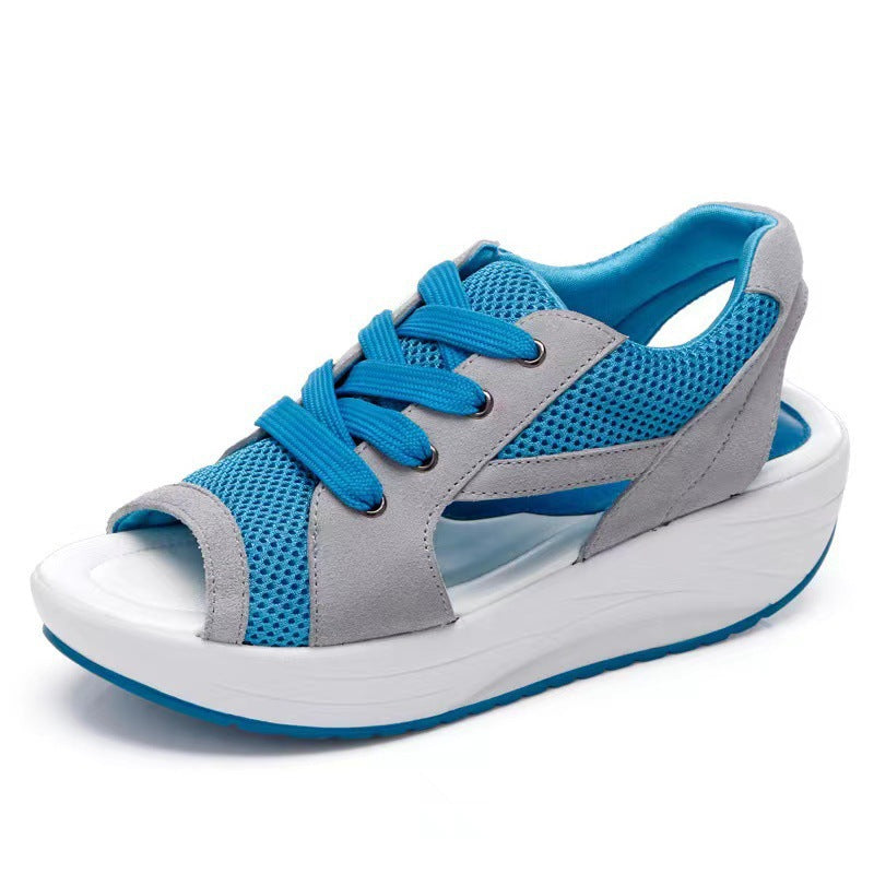 Damen Sportliche Keilschuhe mit offenem Zehenbereich und atmungsaktivem Mesh-Obermaterial Heidi-Mode
