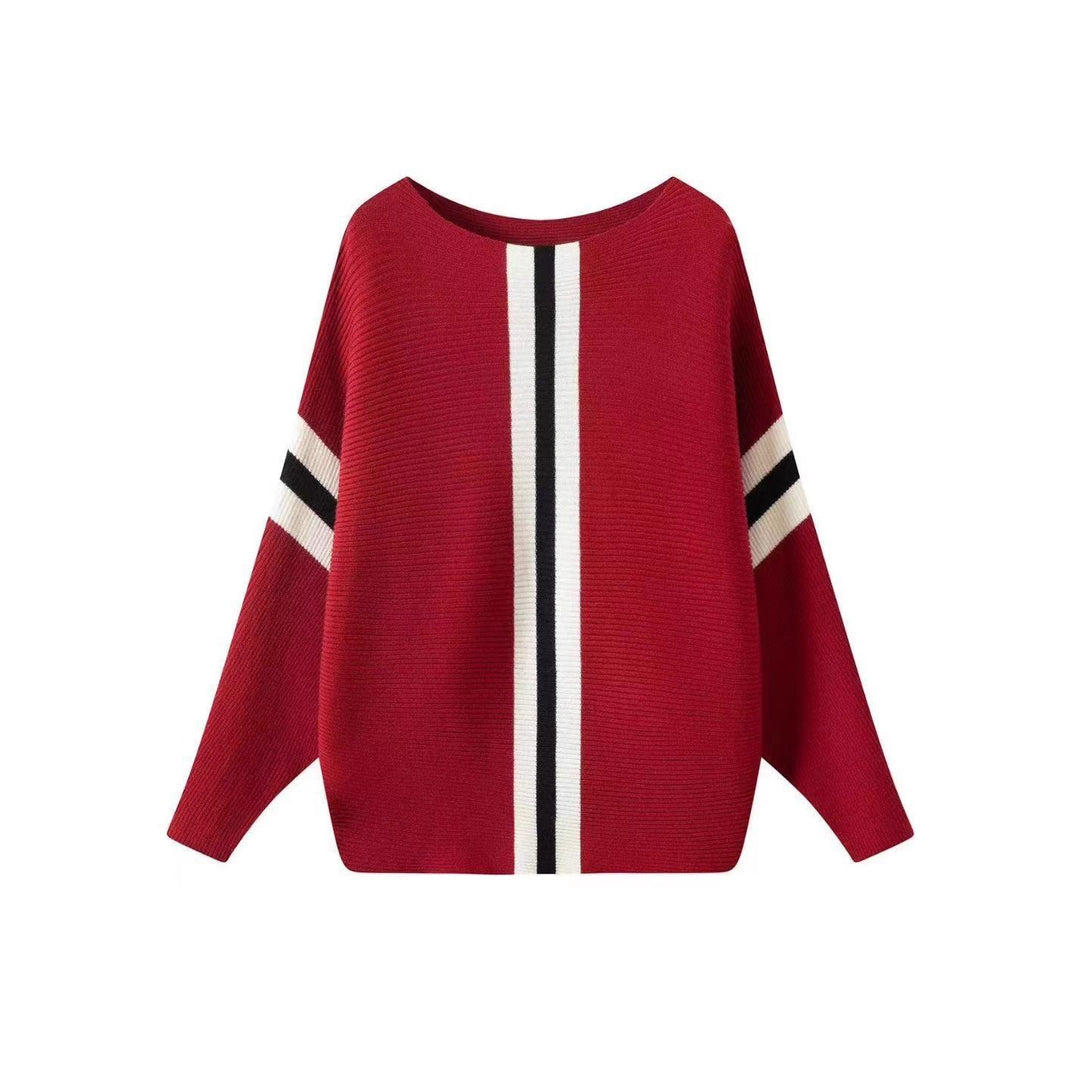 Damen Grobstrickpullover mit modernen Streifen Heidi-Mode