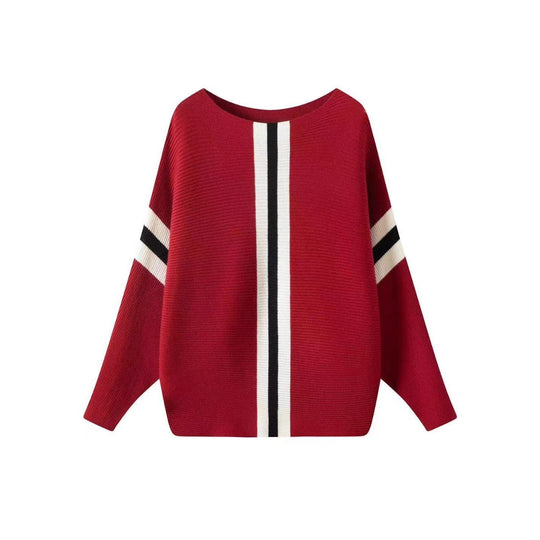 Damen Grobstrickpullover mit modernen Streifen Heidi-Mode