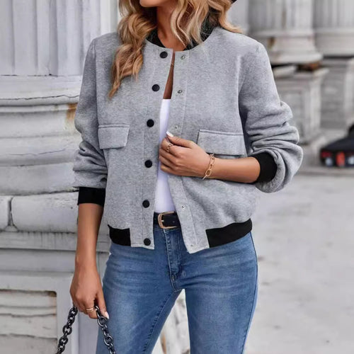 Damen Bomberjacke mit Taschen und kontrastierendem Kragen Heidi-Mode