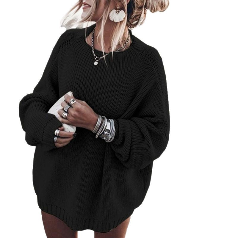 Damen gemütlicher Oversize-Strickpullover mit Ballonärmeln und strukturiertem Design Heidi-Mode