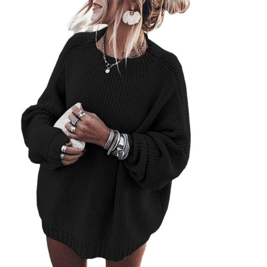 Damen gemütlicher Oversize-Strickpullover mit Ballonärmeln und strukturiertem Design Heidi-Mode