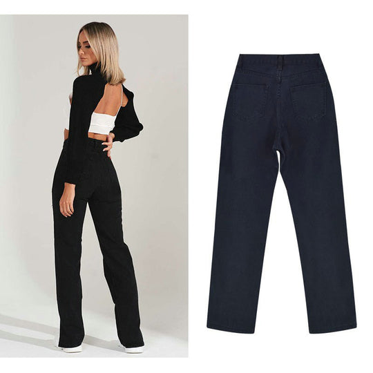 Damen lässige Ripped Jeans mit hoher Taille und modernen Fransen Heidi-Mode