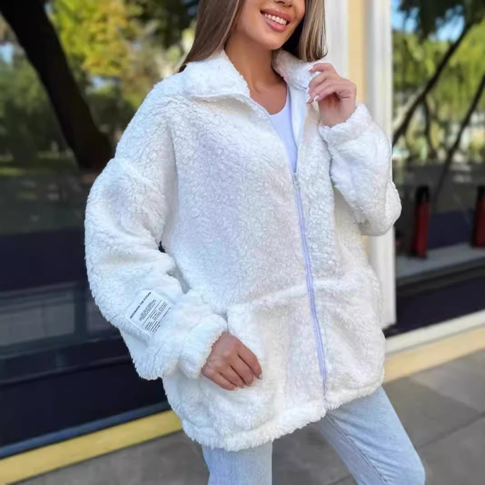 Damen Fleecejacke mit weichem Innenfutter und hoher Kragen Heidi-Mode
