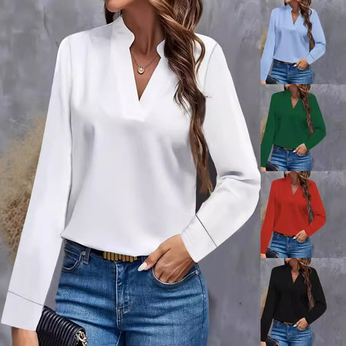 Damen Bluse mit Stehkragen und langen Ärmeln Heidi-Mode
