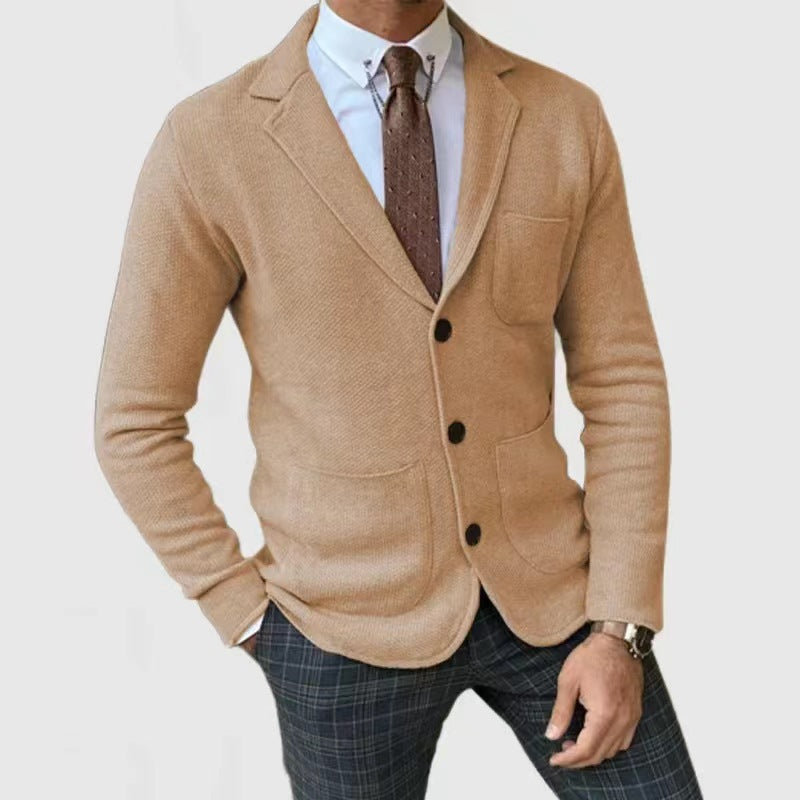 Herren Strickblazer mit Knopfleiste und praktischen Taschen Heidi-Mode