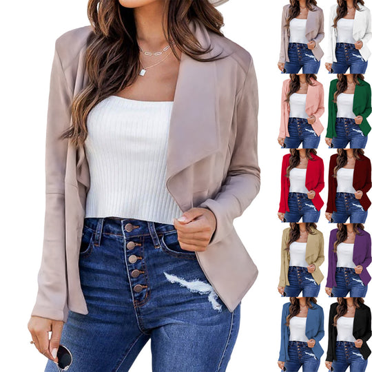 Damen lässige Blazerjacke mit offenem Schnitt und eleganten Details Heidi-Mode