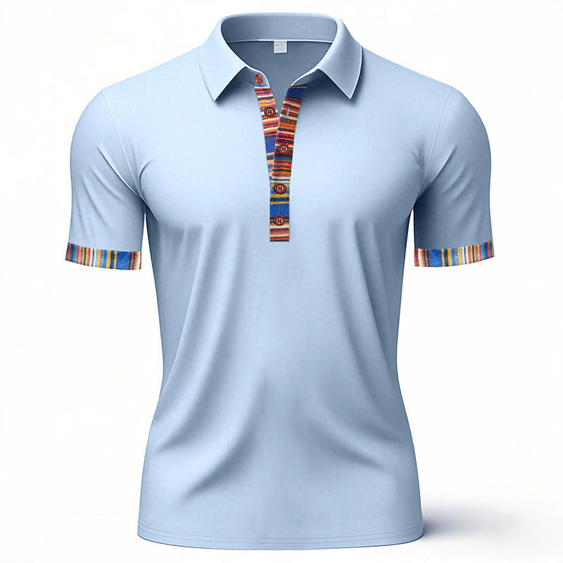 Herren Polo-Shirt mit buntem Kragen und strukturierter Optik Heidi-Mode