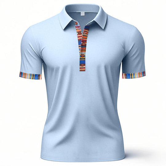 Herren Polo-Shirt mit buntem Kragen und strukturierter Optik Heidi-Mode