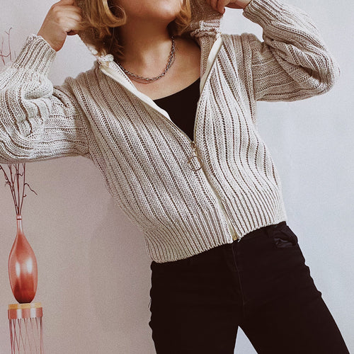 Damen Strickjacke mit auffälligem Reißverschluss und lässigem Schnitt Heidi-Mode