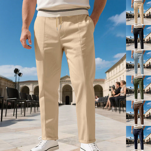 Herren moderne Chinohose mit bequemem elastischem Bund und praktischen Seitentaschen Heidi-Mode