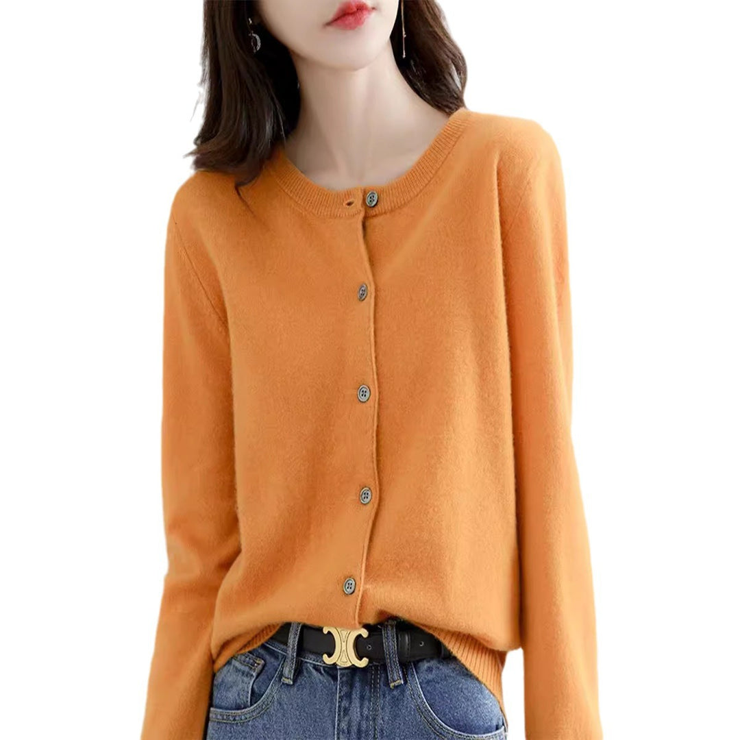 Damen Feinstrick Cardigan mit Knopfleiste und weichem Material Heidi-Mode