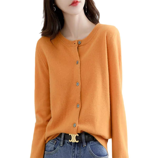 Damen Feinstrick Cardigan mit Knopfleiste und weichem Material Heidi-Mode