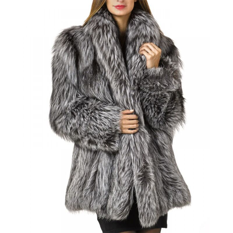 Damen Luxuriöse Kunstfelljacke mit voluminösen Ärmeln Heidi-Mode