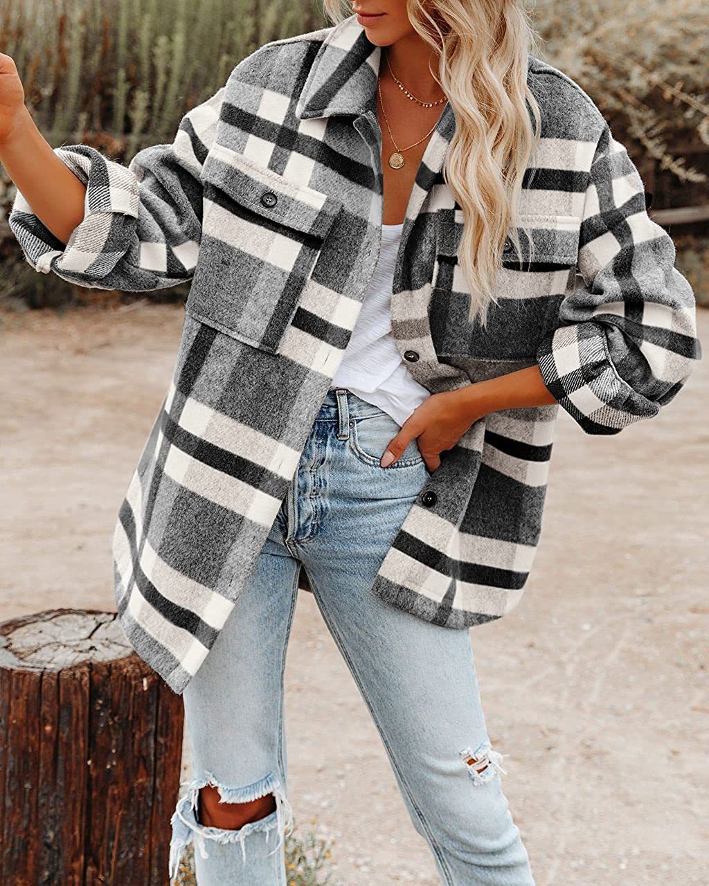 Damen Flanell-Hemdjacke im Karomuster Heidi-Mode