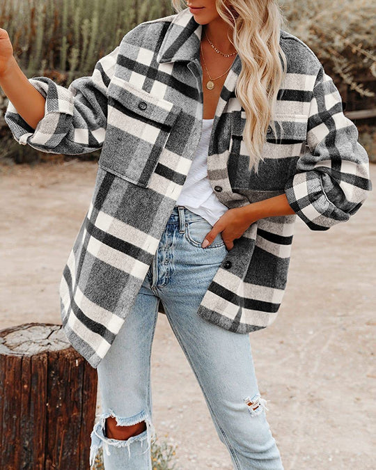 Damen Flanell-Hemdjacke im Karomuster Heidi-Mode