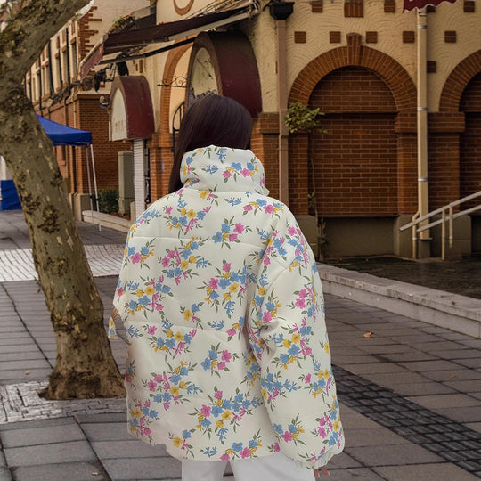 Damen Blumenmuster Übergröße Daunenjacke Heidi-Mode