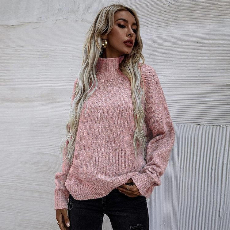 Damen Pullover mit hohem Kragen und lässigem Oversized-Schnitt Heidi-Mode