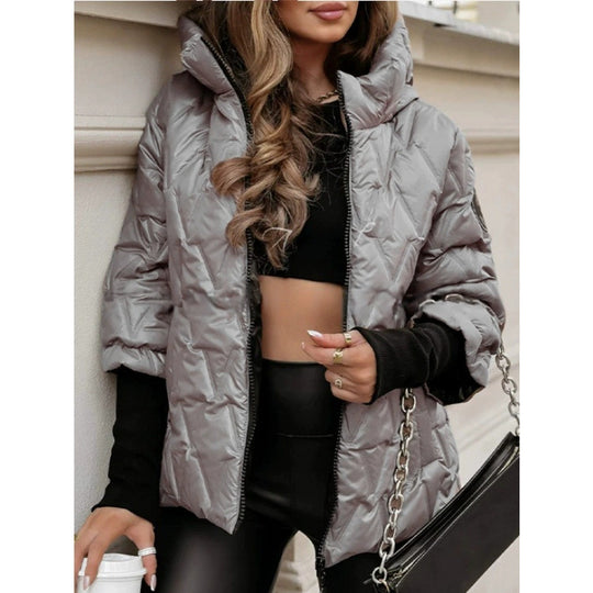 Damen Steppjacke mit hohem Kragen und beschichtetem Obermaterial Heidi-Mode