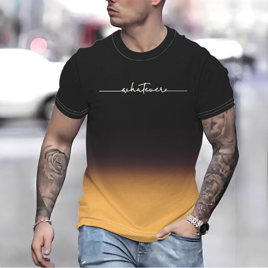 Herren T-Shirt mit kreativem Schriftzug und modernem Farbverlauf Heidi-Mode