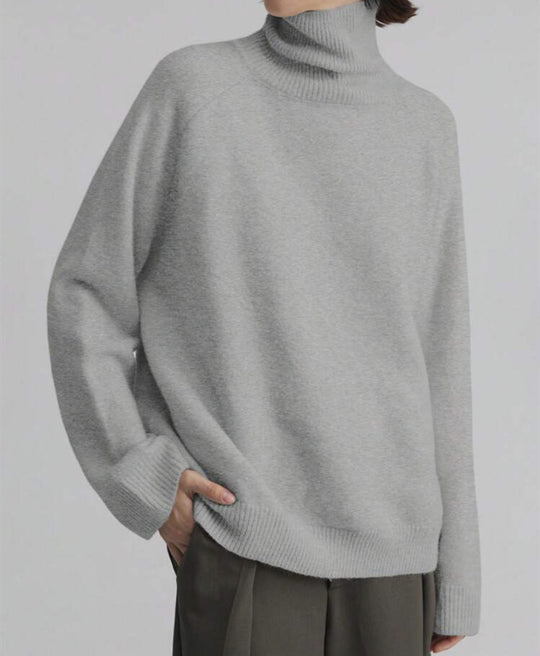 Damen Modischer Rollkragenpullover mit Oversized-Schnitt und feiner Struktur Heidi-Mode