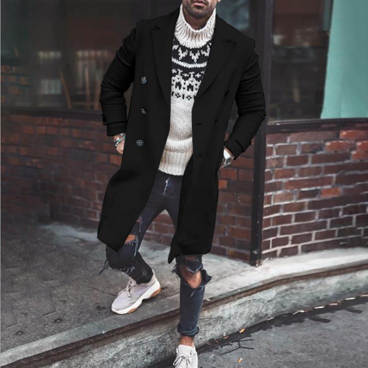 Herren eleganter langer doppelt-geknöpfter Mantel Heidi-Mode