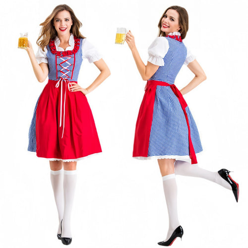 Damen Dirndlkleid mit traditionellen Karomustern und eleganter Schürze Heidi