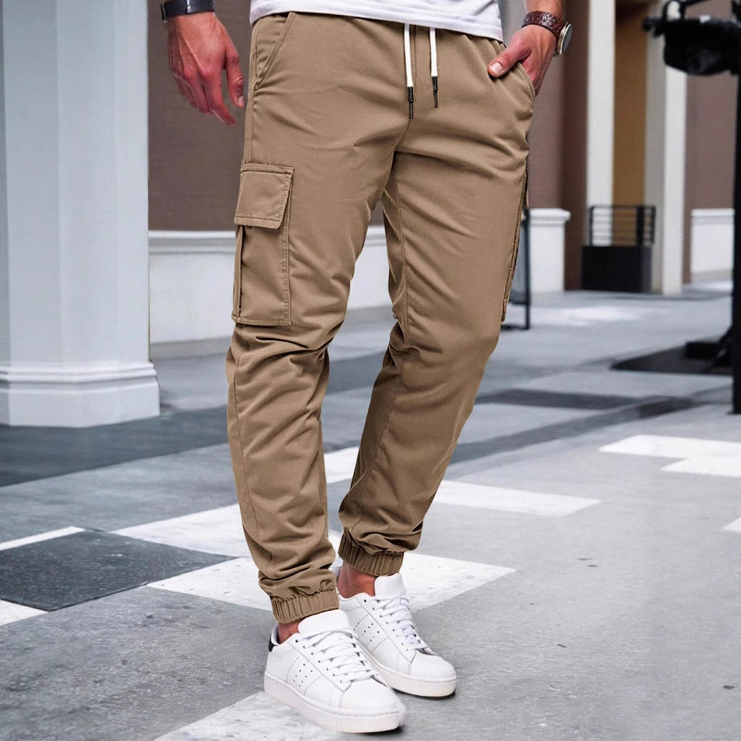 Herren Cargo-Hose mit elastischem Bund und multifunktionalen Taschen Heidi-Mode