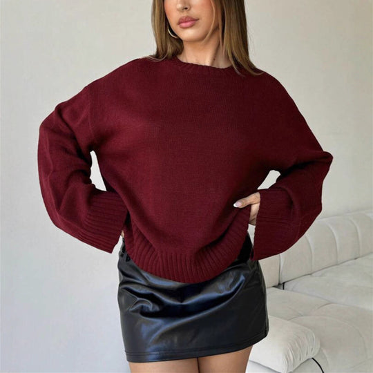 Damen modischer Oversized Pullover mit hochgeschlossenem Kragen Heidi-Mode