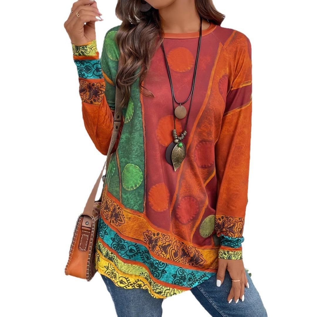 Damen Kunstvoll gestaltetes Langarmshirt Heidi-Mode